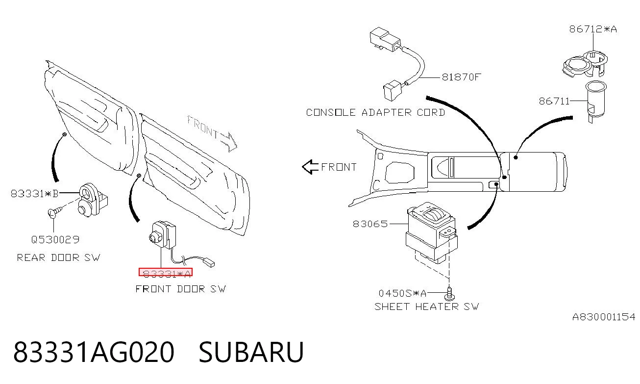 83331AG020 Subaru Sensor de fechamento de portas (interruptor de fim de carreira)