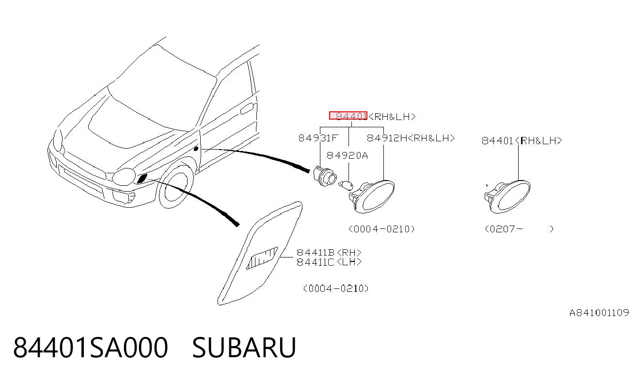 84401SA000 Subaru Luz intermitente no pára-lama