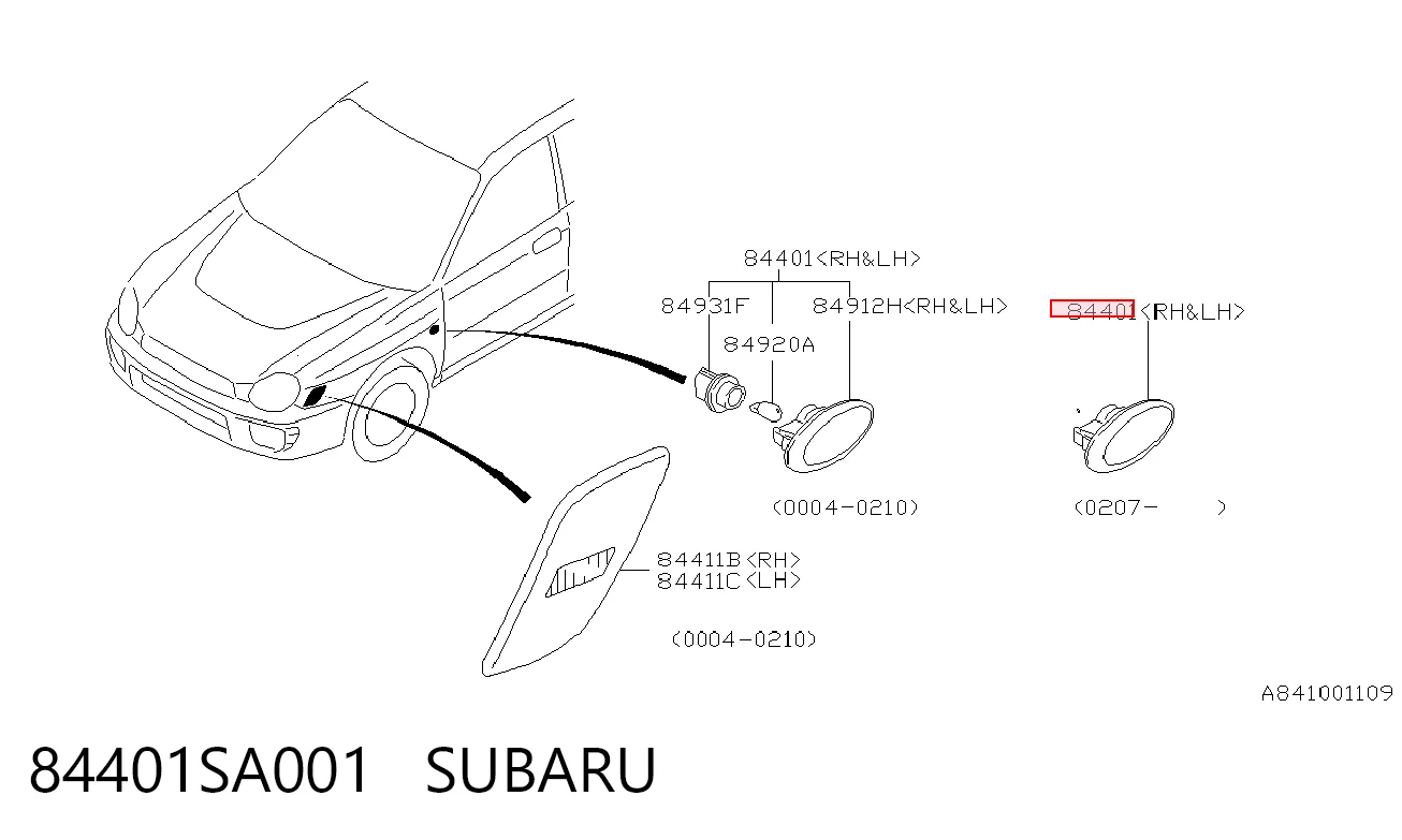84401SA001 Subaru Luz intermitente no pára-lama