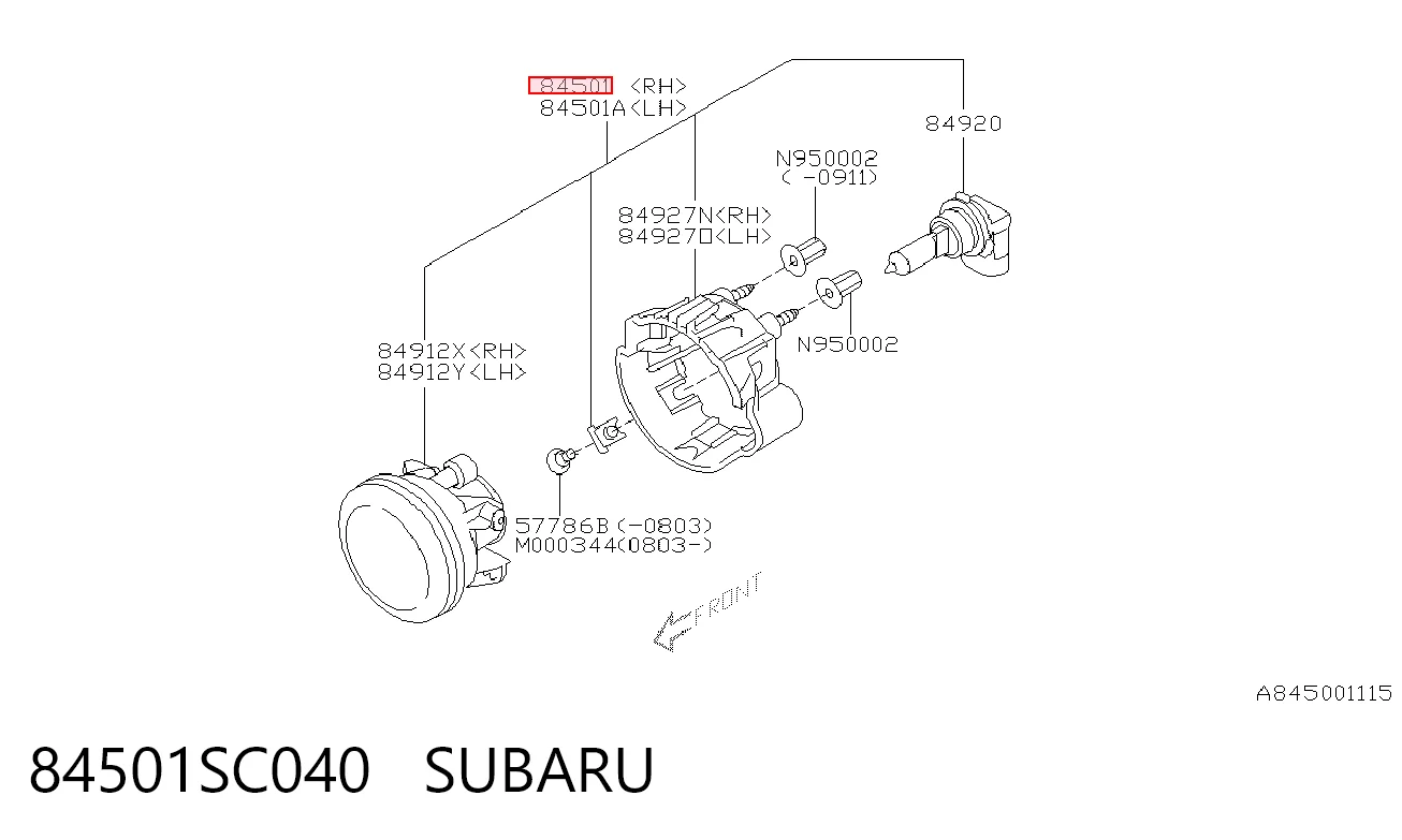 84501SC040 Subaru Luzes de nevoeiro direitas