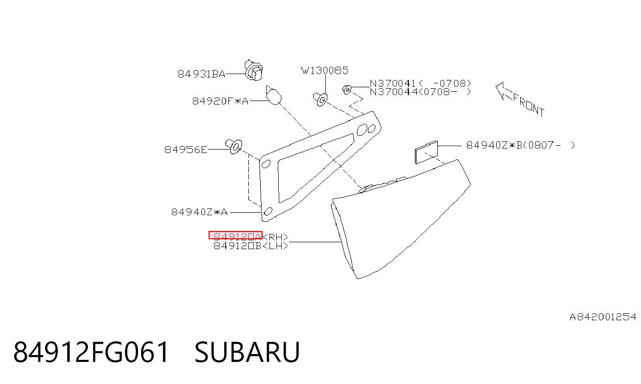 84912FG061 Subaru Lanterna traseira direita interna