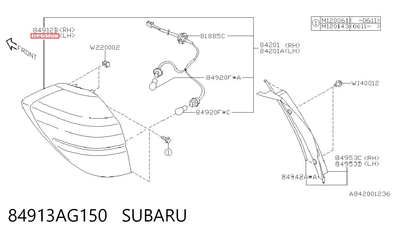84913AG150 Subaru Lanterna traseira esquerda