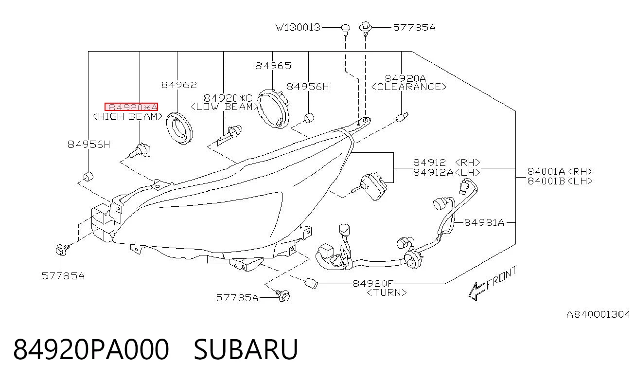 84920PA000 Subaru Lâmpada halógena, luzes máximas