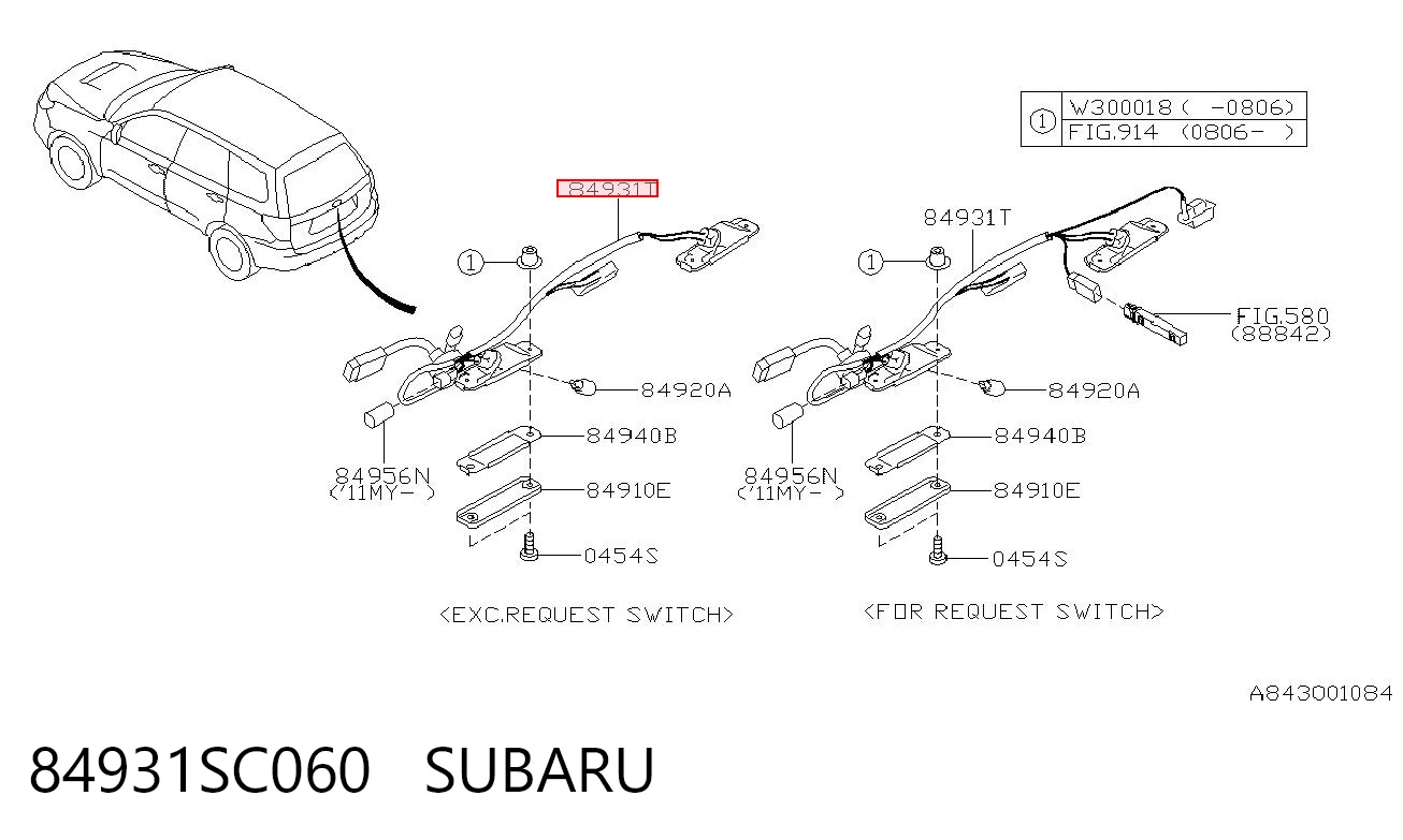 84931SC060 Subaru Caixa da luz de fundo de matrícula