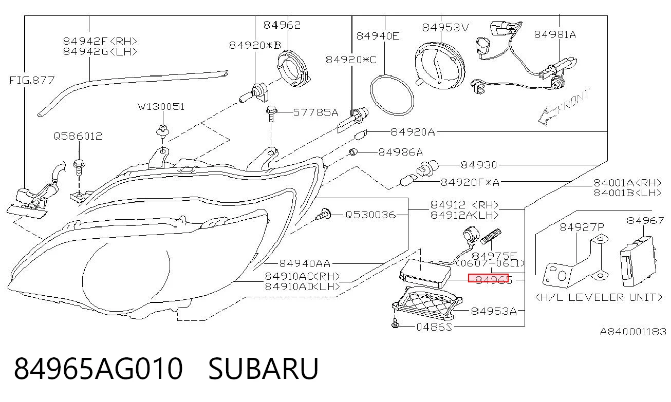 84965AG010 Subaru Unidade de encendido (xénon)