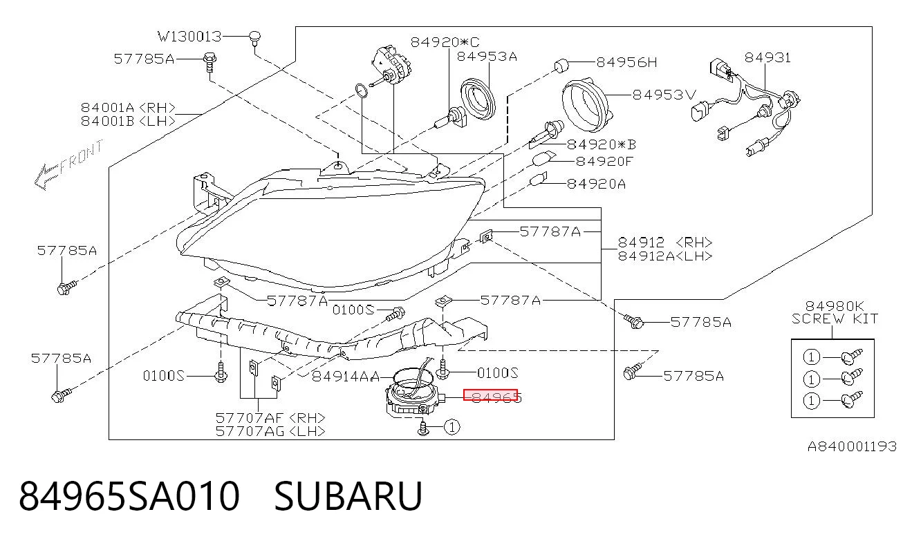 84965SA010 Subaru Xénon, unidade de controlo