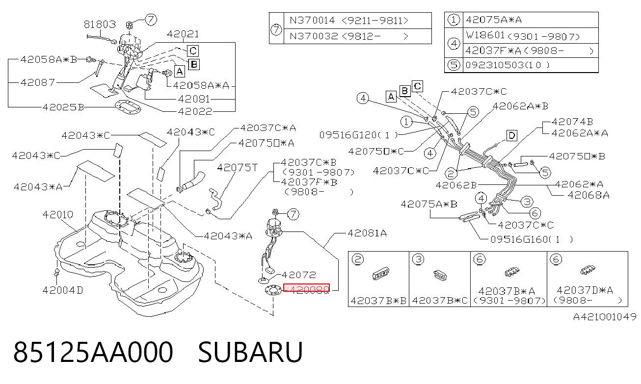 85125AA000 Subaru 