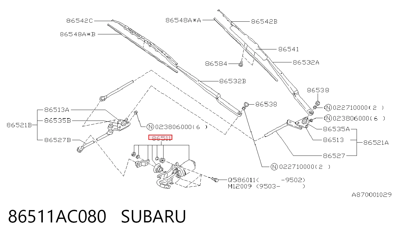 86511AC080 Subaru Motor de limpador pára-brisas do pára-brisas