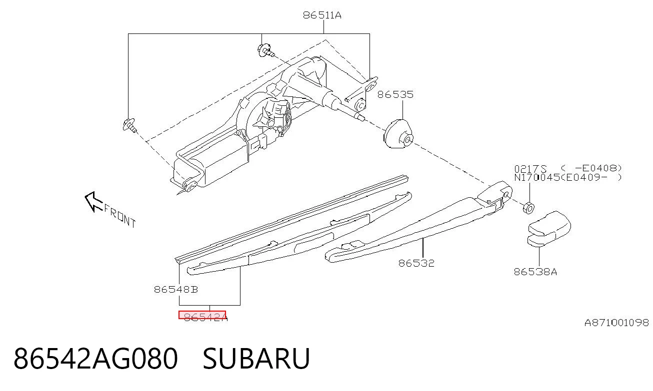 86542AG080 Subaru Limpa-pára-brisas de vidro traseiro