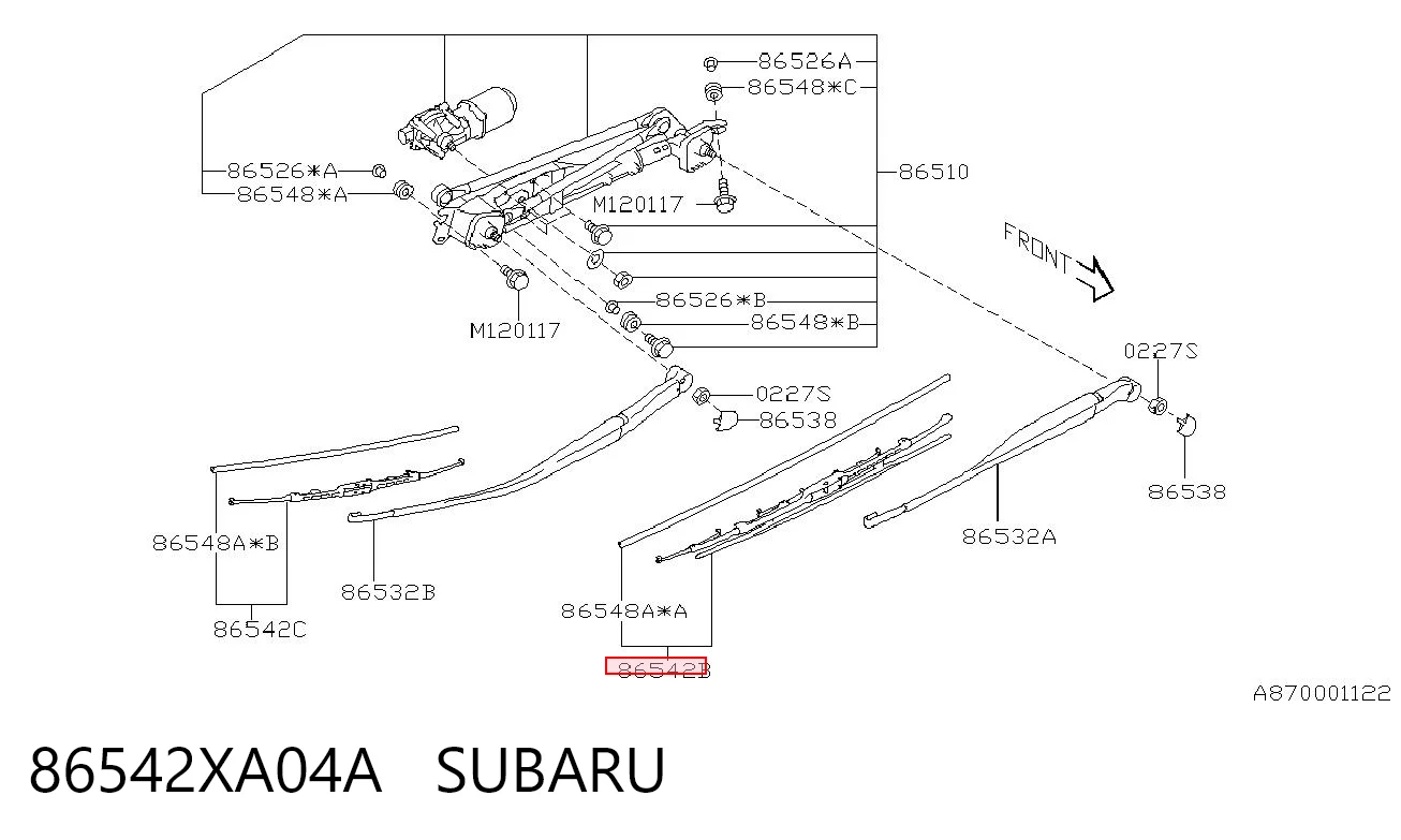 86542XA04A Subaru Limpa-pára-brisas do pára-brisas de condutor