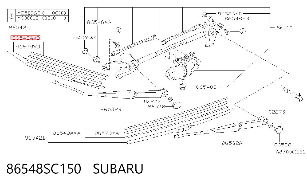 86548SC150 Subaru Elástico da escova de limpador pára-brisas de passageiro