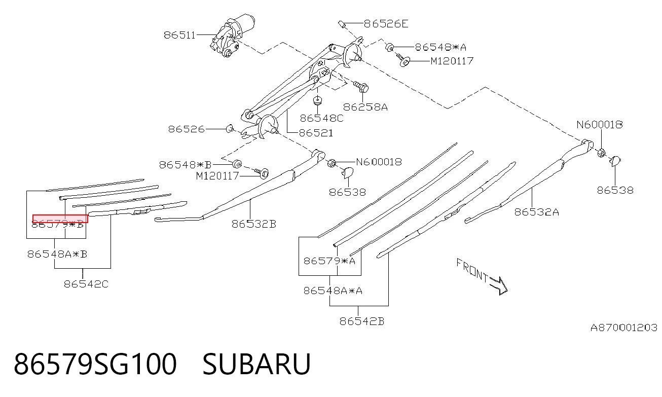 86579SG100 Subaru Elástico da escova de limpador pára-brisas de condutor
