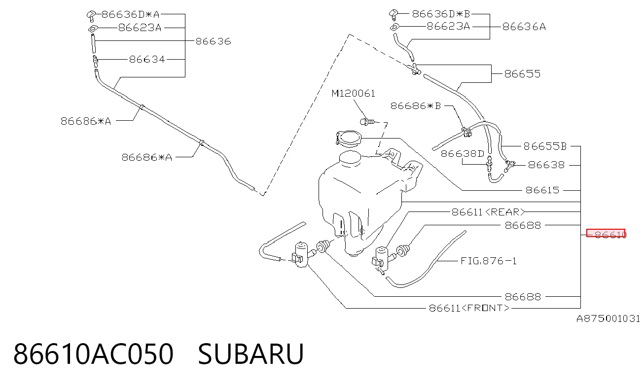 Tanque de fluido para lavador de vidro para Subaru Legacy BD, BG