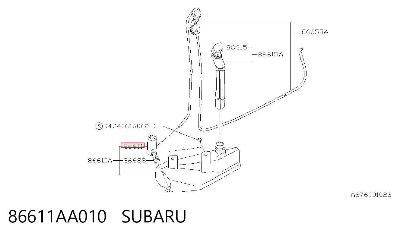 86611AA010 Subaru Bomba de motor de fluido para lavador de vidro dianteiro