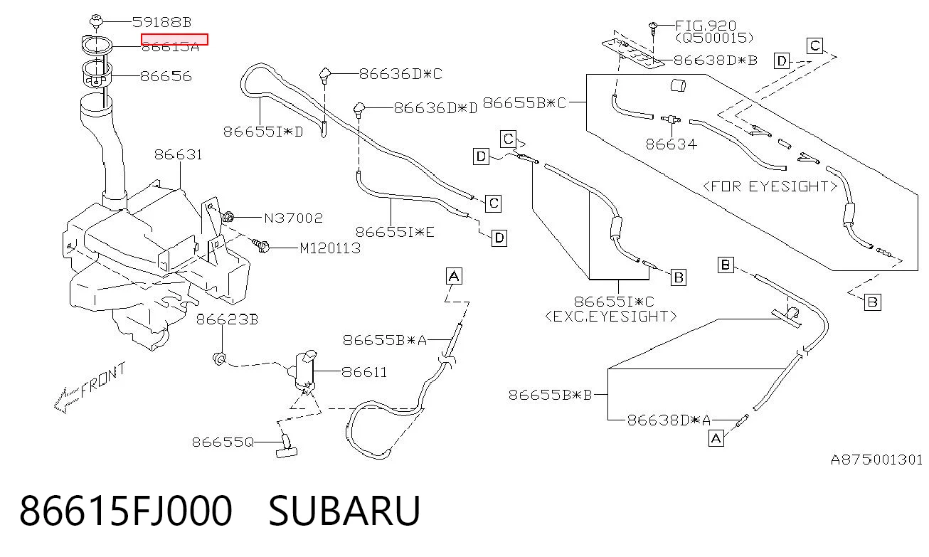 86615FJ000 Subaru Tampa de tanque de fluido para lavador