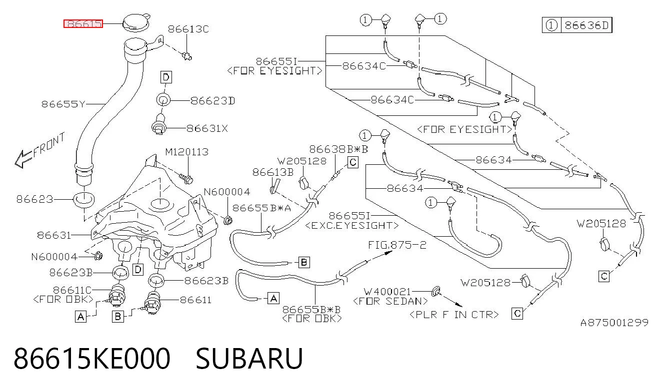 86615KE000 Subaru Tampa de tanque de fluido para lavador