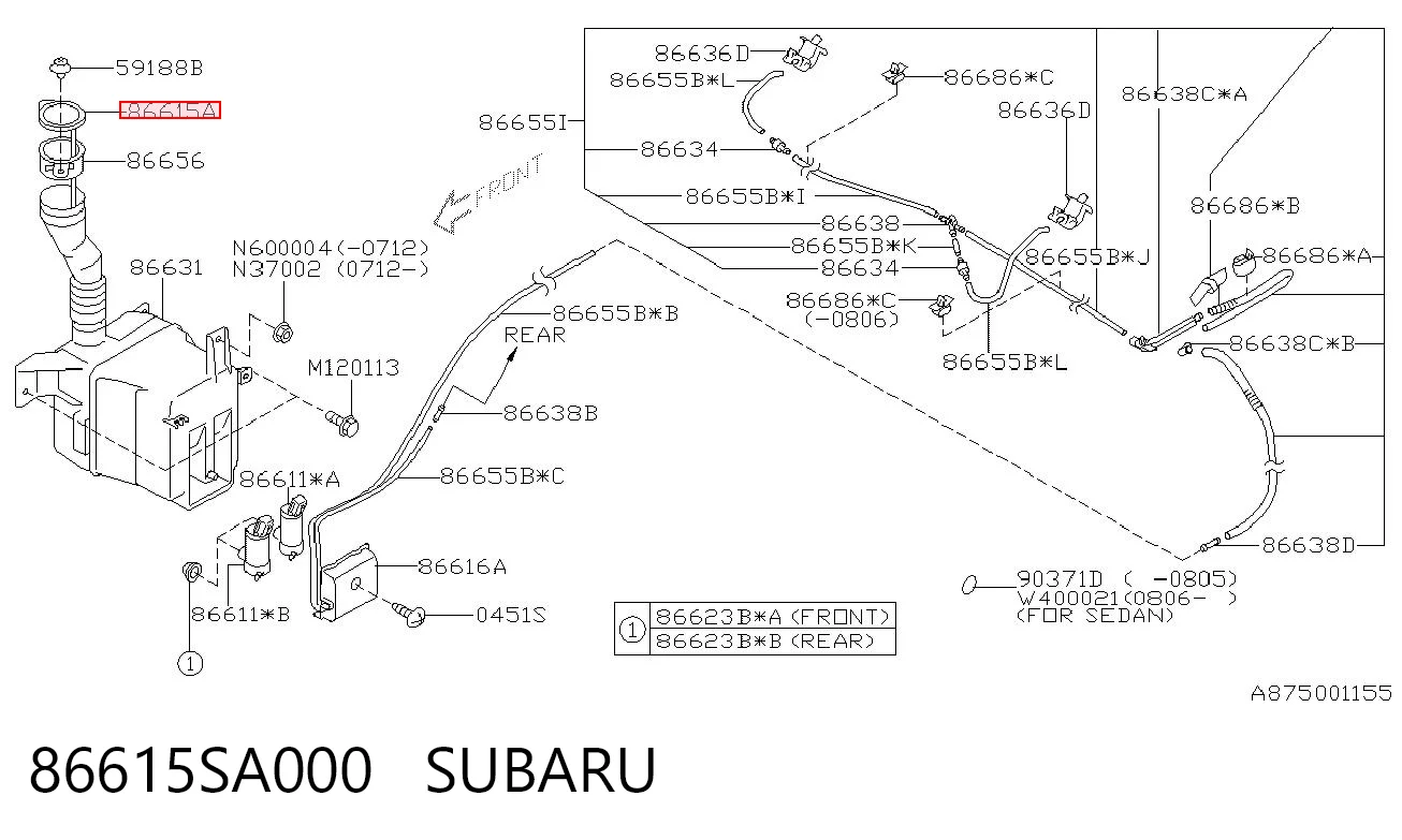 86615SA000 Subaru Tampa de tanque de fluido para lavador