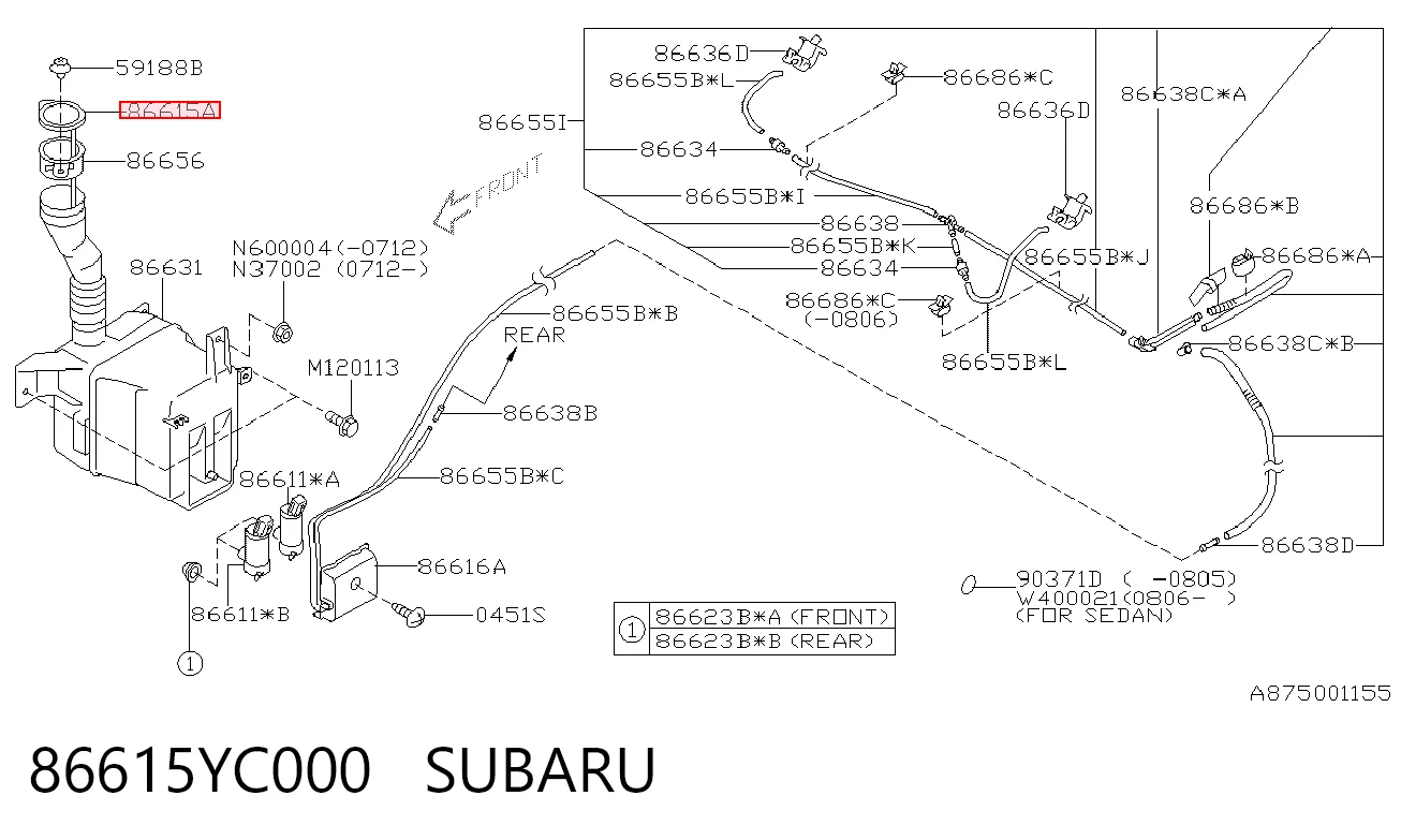 Tampa de tanque de fluido para lavador Subaru XV I GP