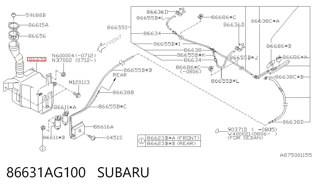 86631AG100 Subaru Tanque de fluido para lavador de vidro