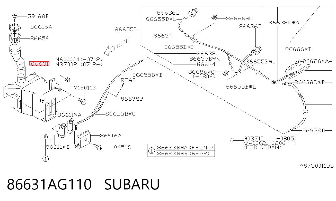 86631AG110 Subaru Tanque de fluido para lavador de vidro