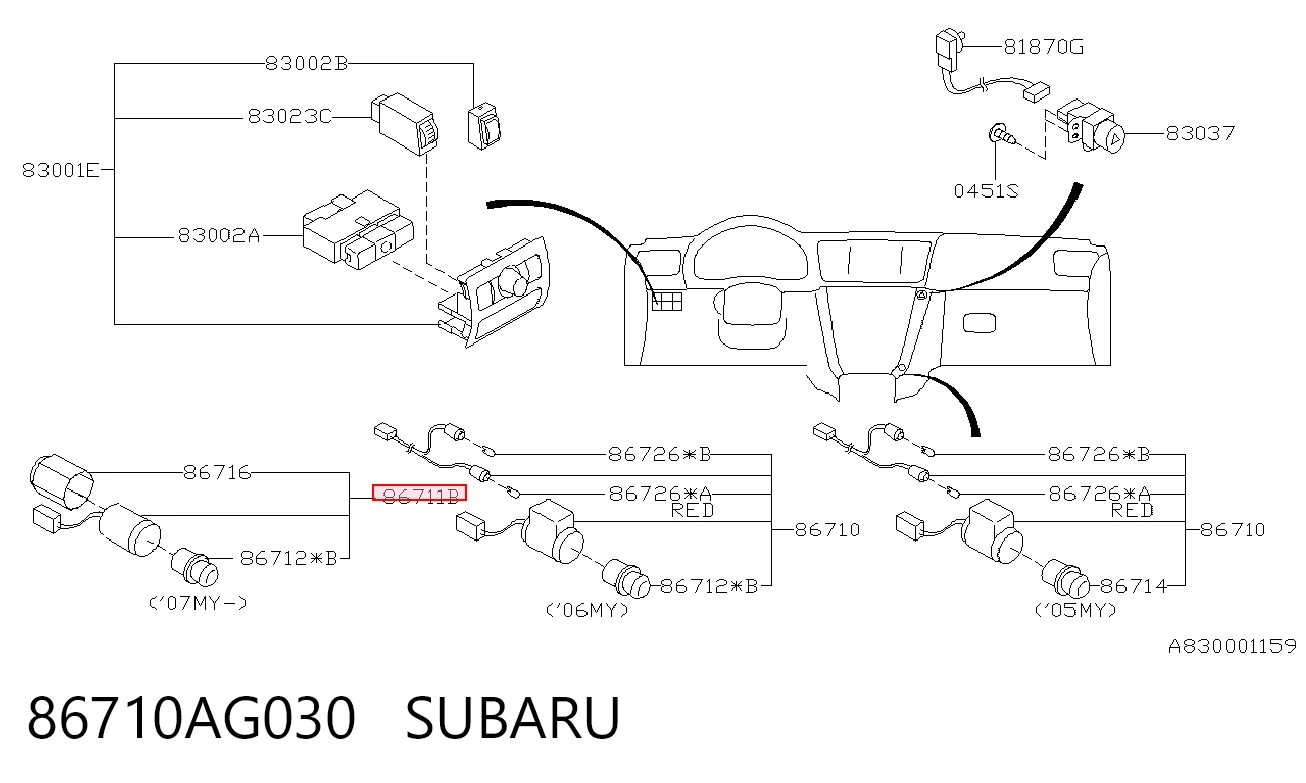 86710AG030 Subaru 