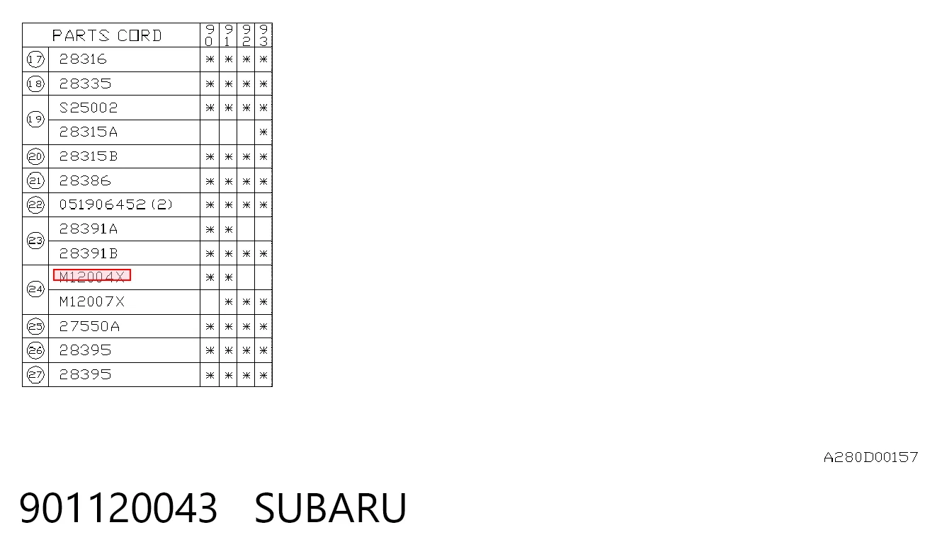 901120043 Subaru
