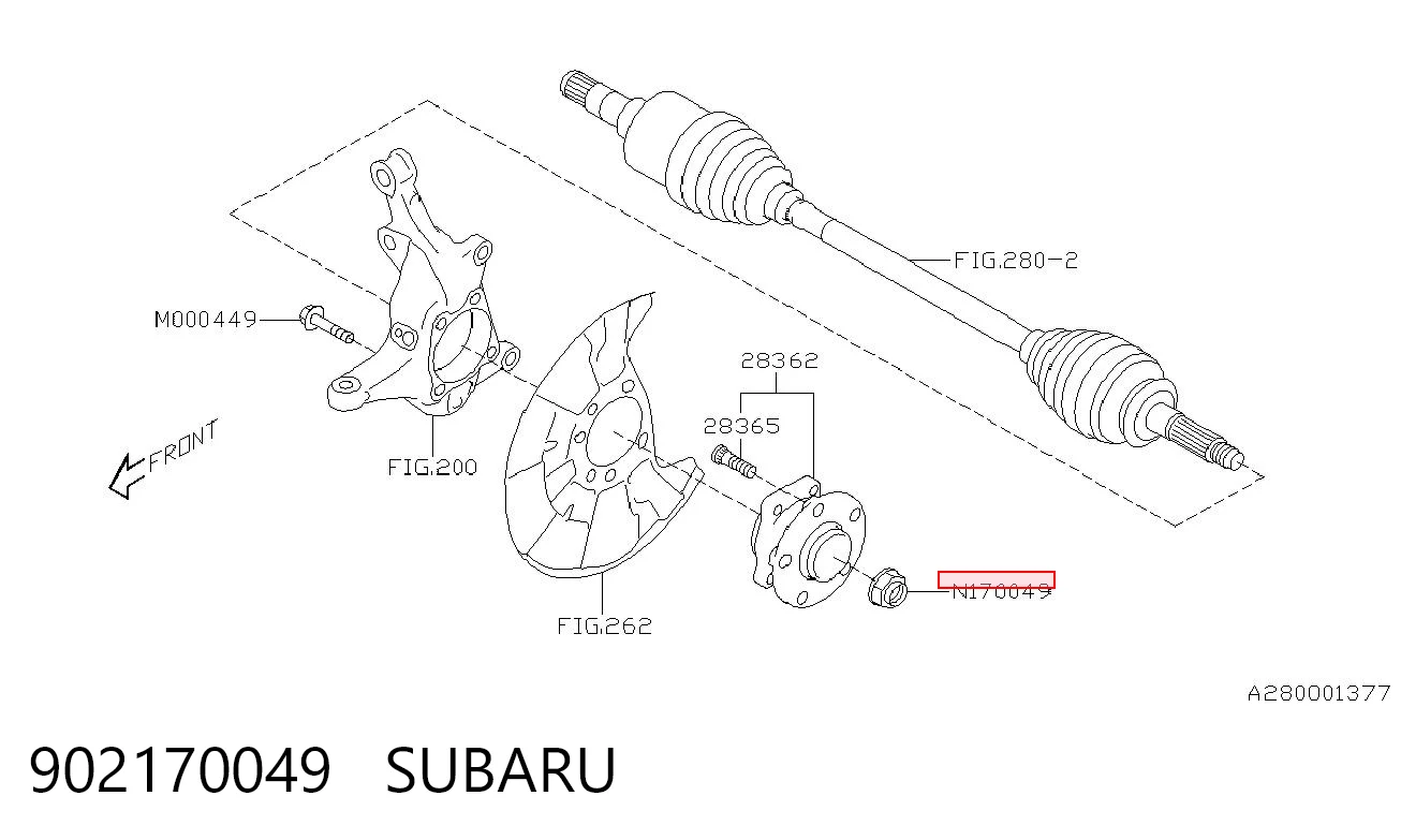 902170049 Subaru Porca de cubo traseiro
