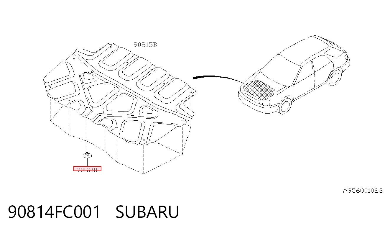 90814FC001 Subaru Cápsula (prendedor) de isolador térmico da capota