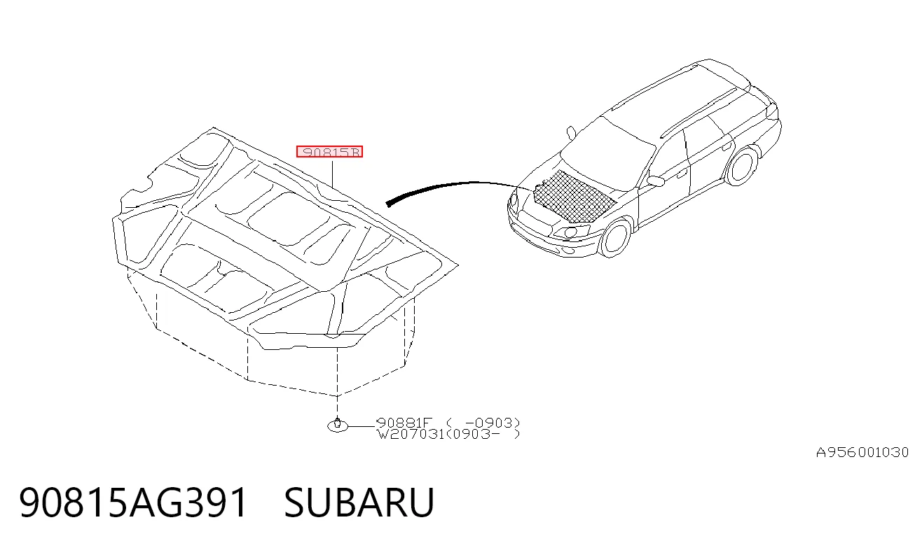 Isolamento de ruído da capota Subaru Outback  B13, BP ao melhor preço