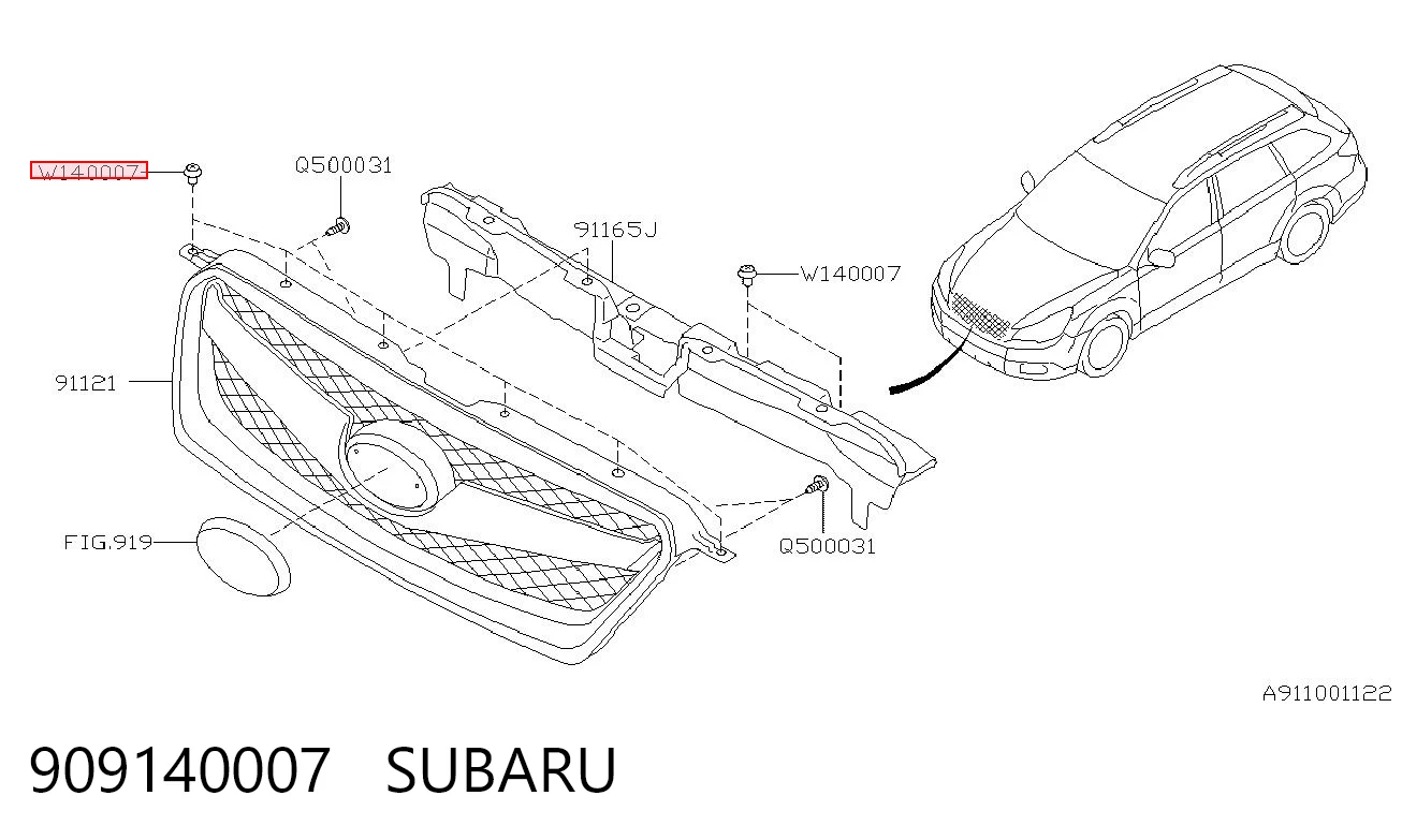 909140007 Subaru Cápsula (prendedor) de fixação do pára-choque traseiro