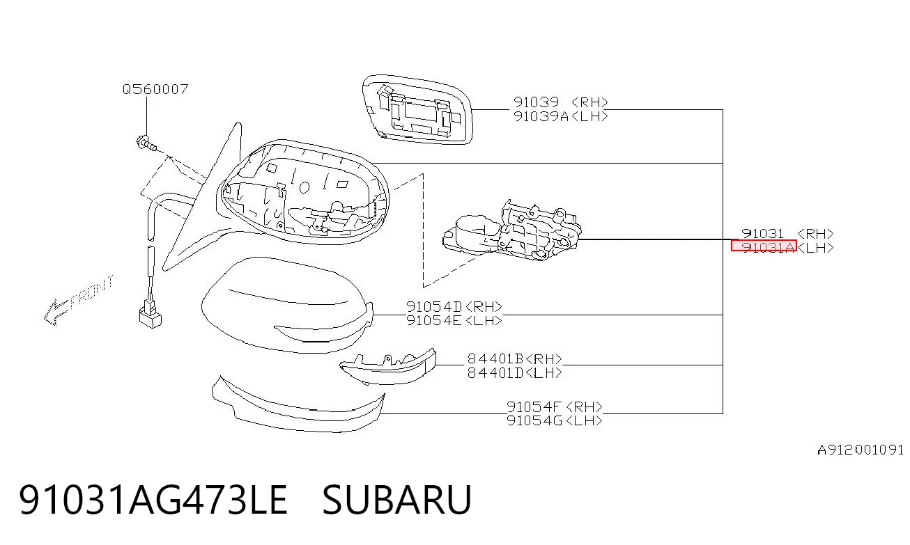 Espelho de retrovisão esquerdo para Subaru Outback III B13, BP