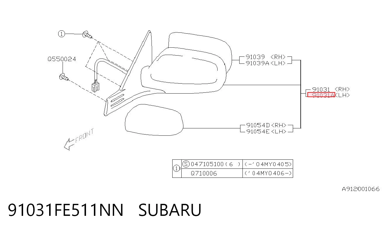 Espelho de retrovisão esquerdo para Subaru Impreza II GD