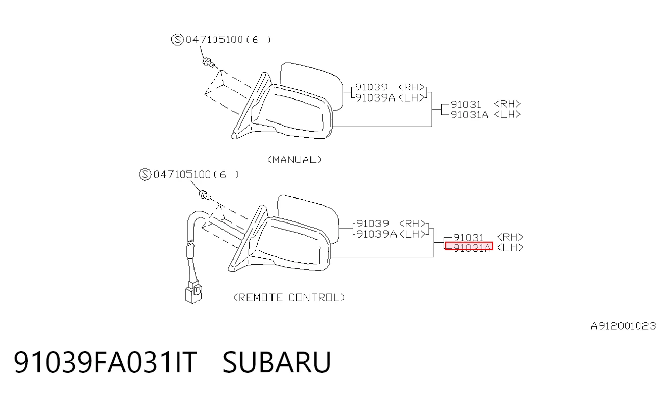 Espelho de retrovisão esquerdo para Subaru Impreza I GF