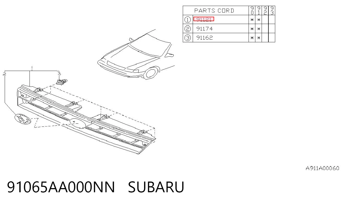 Grelha do radiador para Subaru Legacy BC