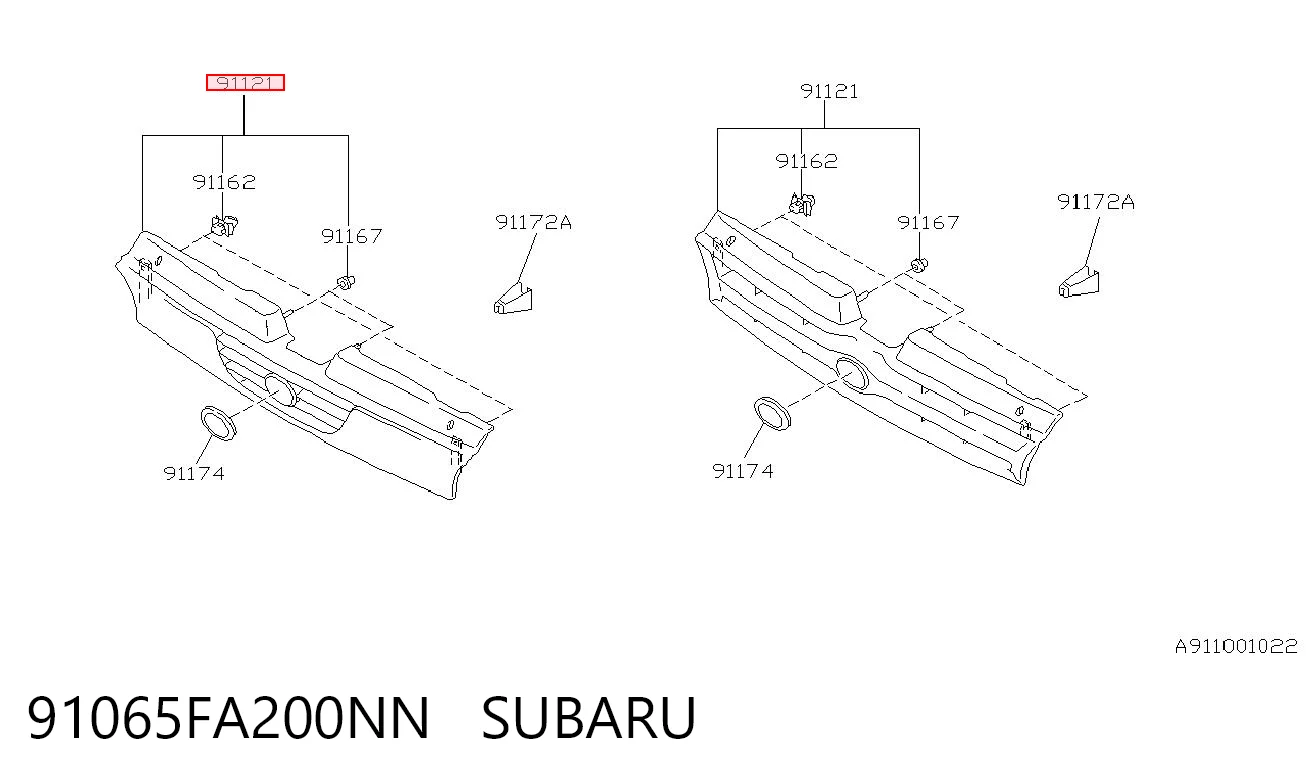 91065FA200NN Subaru Grelha do radiador