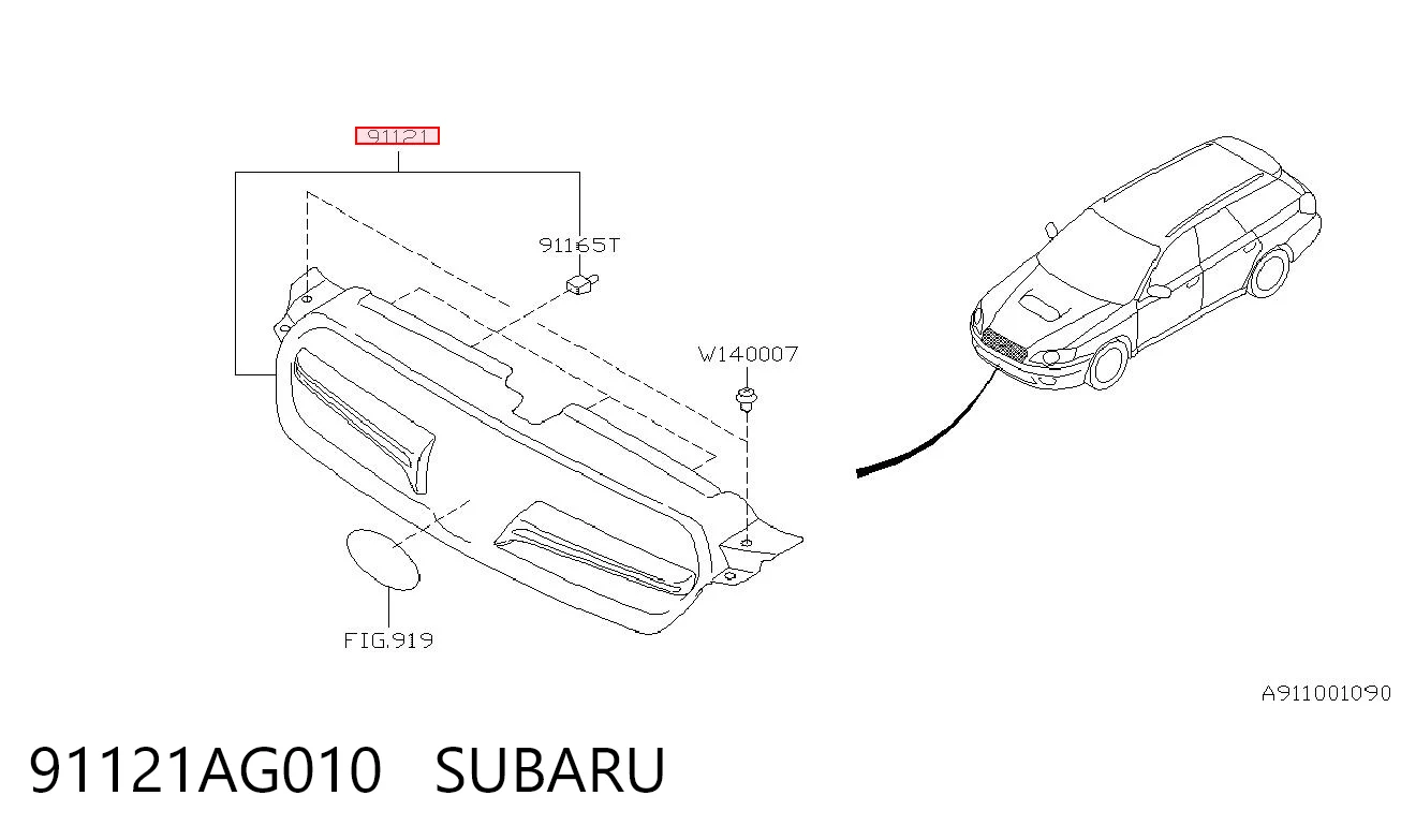 91121AG010 Subaru Grelha do radiador
