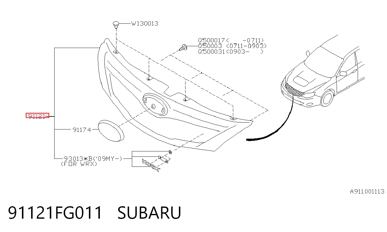 91121FG011 Subaru Grelha do radiador
