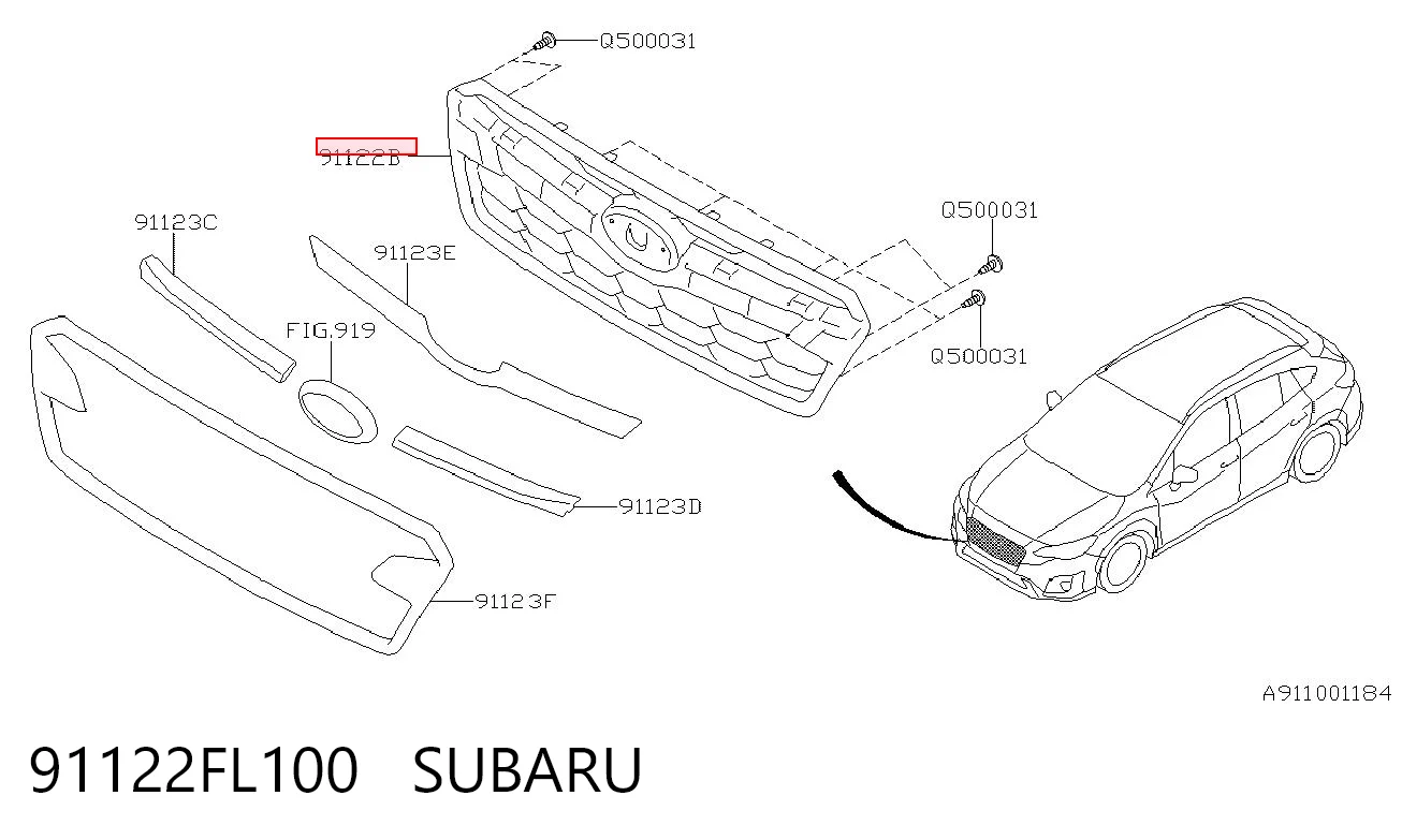 91122FL100 Subaru Grelha do radiador