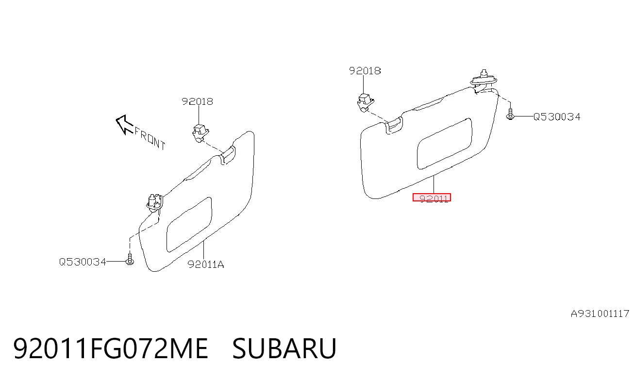 Pala contra o sol Subaru Impreza III GH ao melhor preço