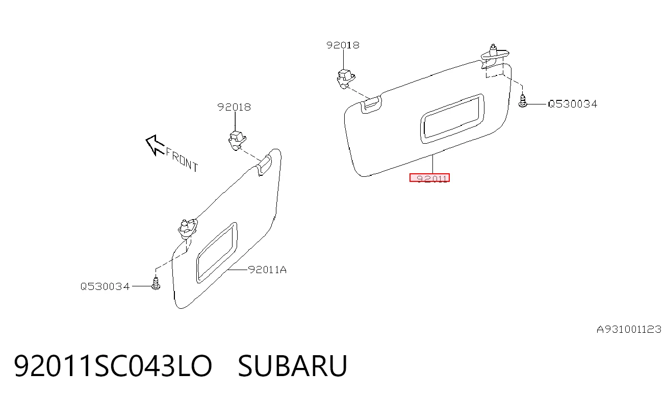 Pala contra o sol Subaru Forester III SUV (S12, SH) (2007 - 2012) III
