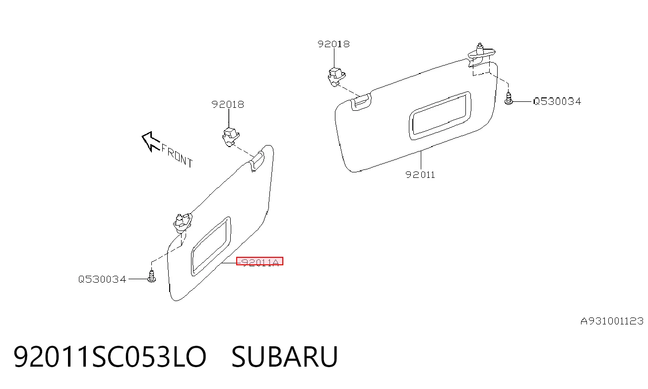 92011SC053LO Subaru Pala contra o sol