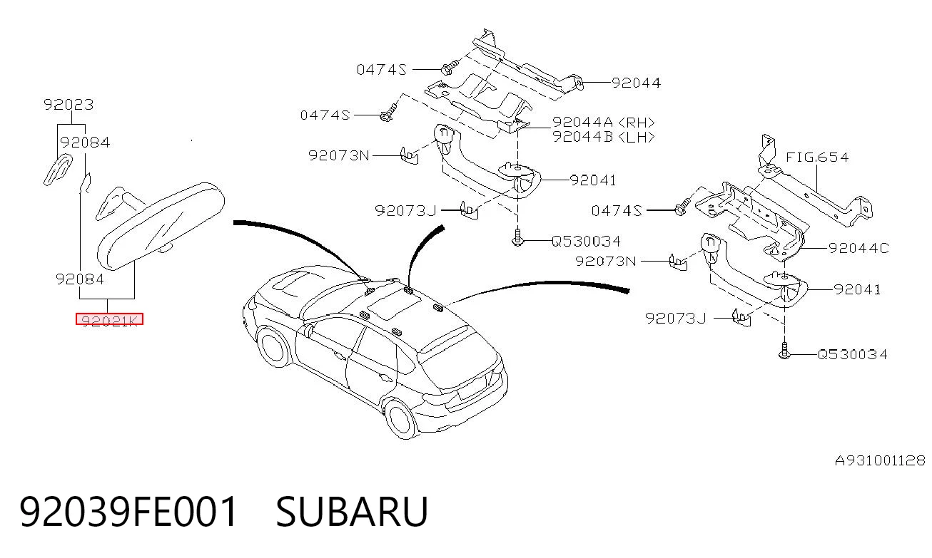  Espelho de salão interno Subaru Impreza III hatchback (GH) (2007 - 2011) III