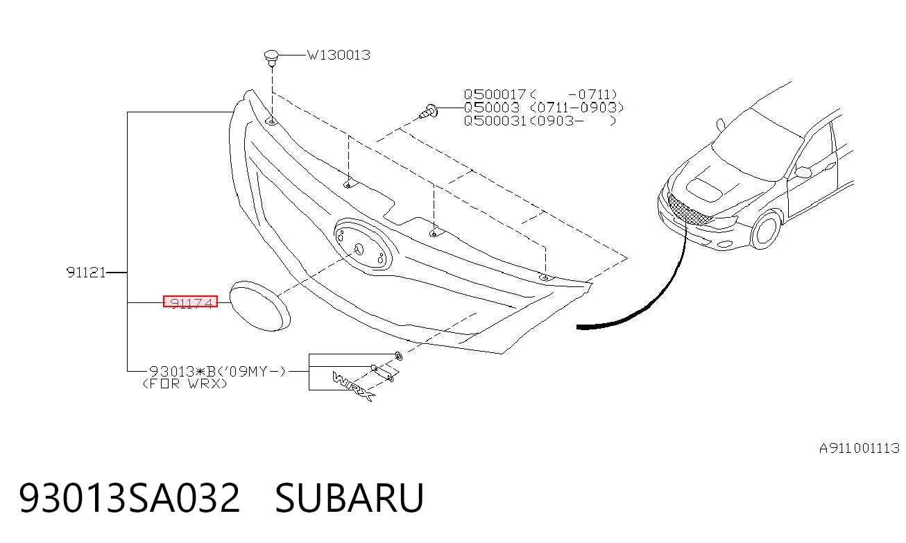 93013SA032 Subaru Emblema de grelha do radiador