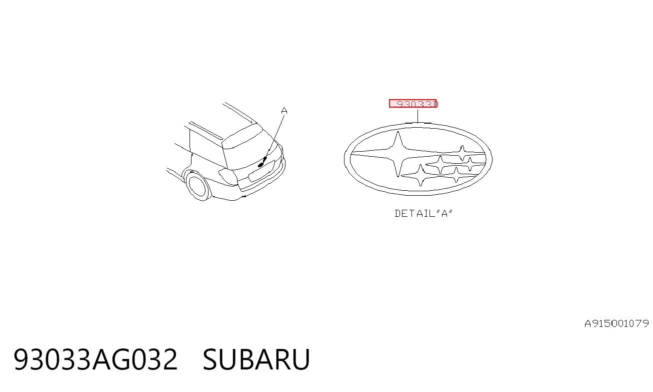 93033AG032 Subaru Emblema de tampa de porta-malas (emblema de firma)