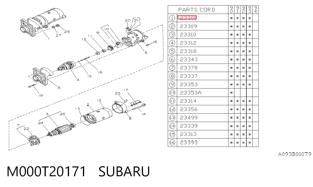 M000T20171 Subaru Motor de arranco