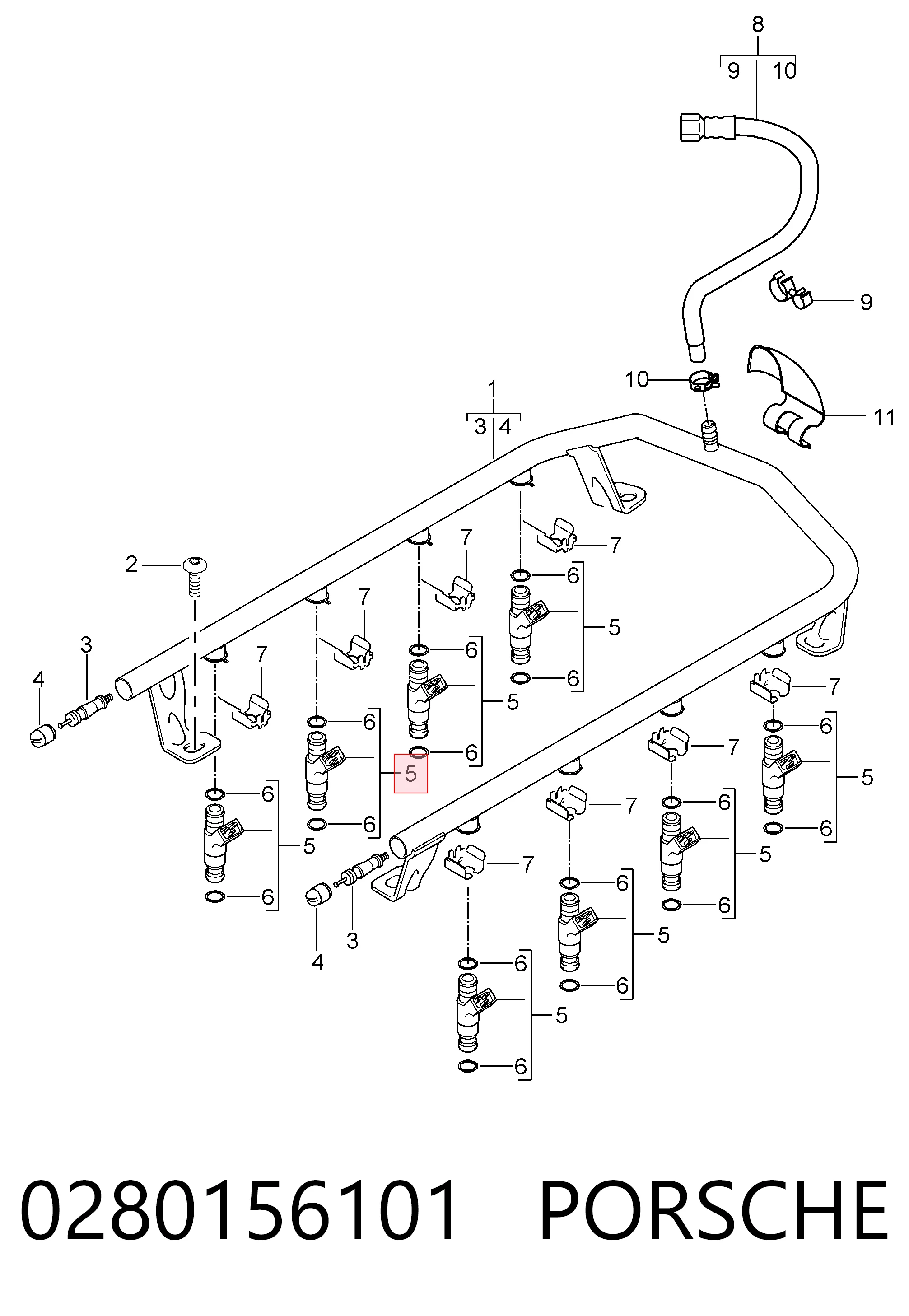 Injetor de injeção de combustível para Porsche Cayenne  955