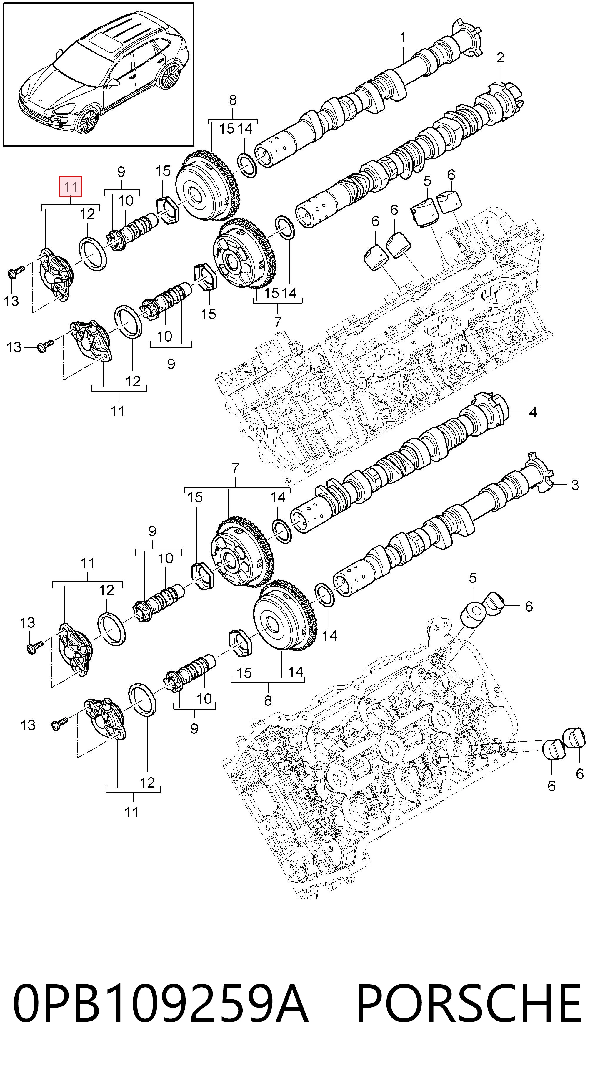 Válvula eletromagnética de posição (de fases) da árvore distribuidora para Porsche 911 Targa 991