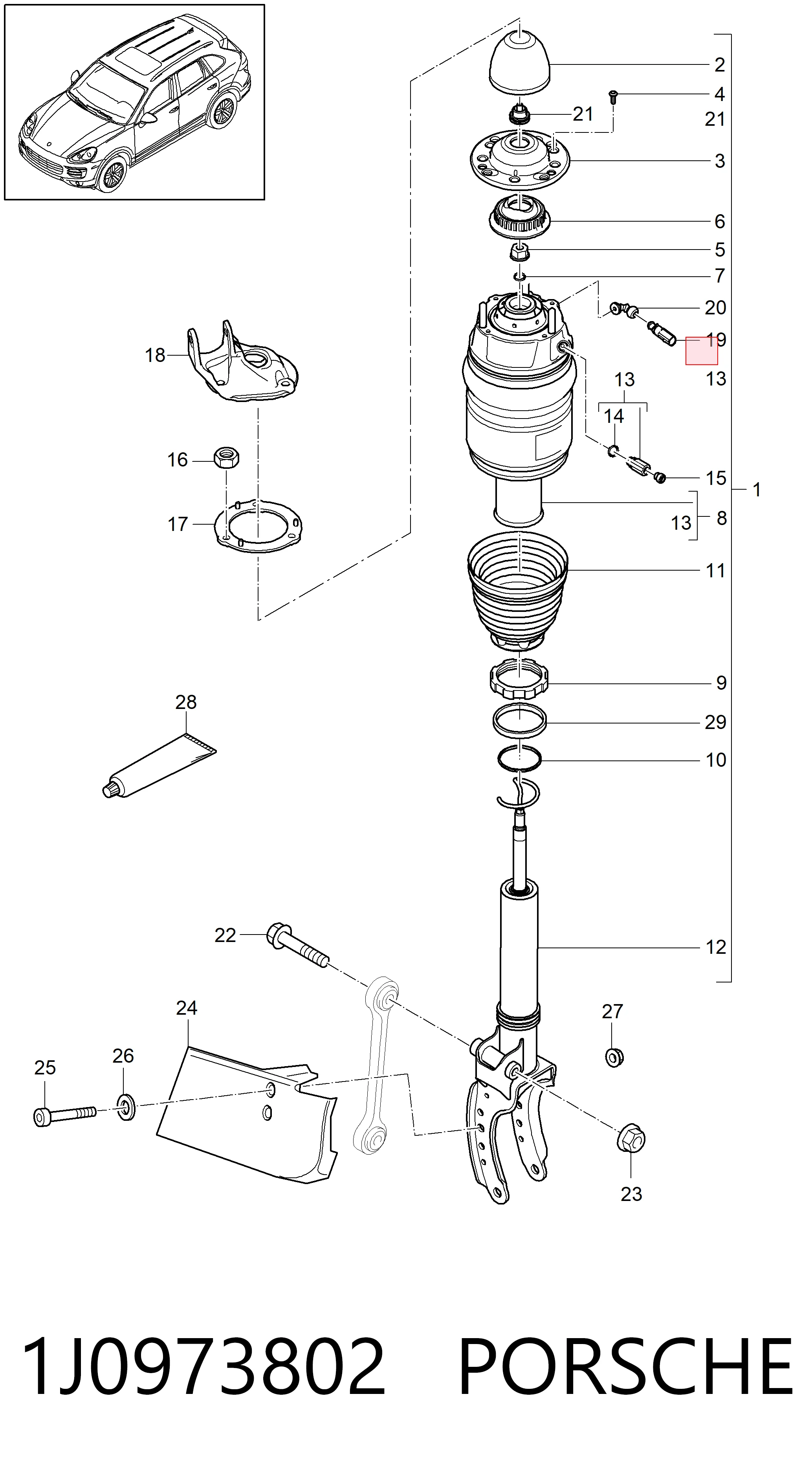 1J0973802 Porsche Desengate (ficha) de sensor de desgaste das sapatas do freio