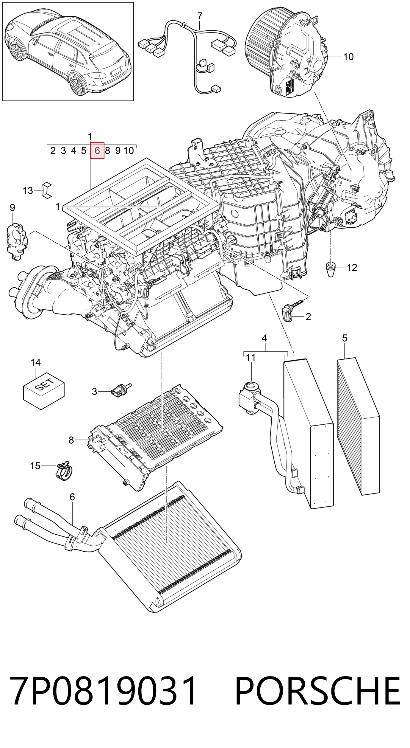  Radiador de forno (de aquecedor) Volkswagen Touareg II SUV (7P5, 7P6) (2010 - 2017) II