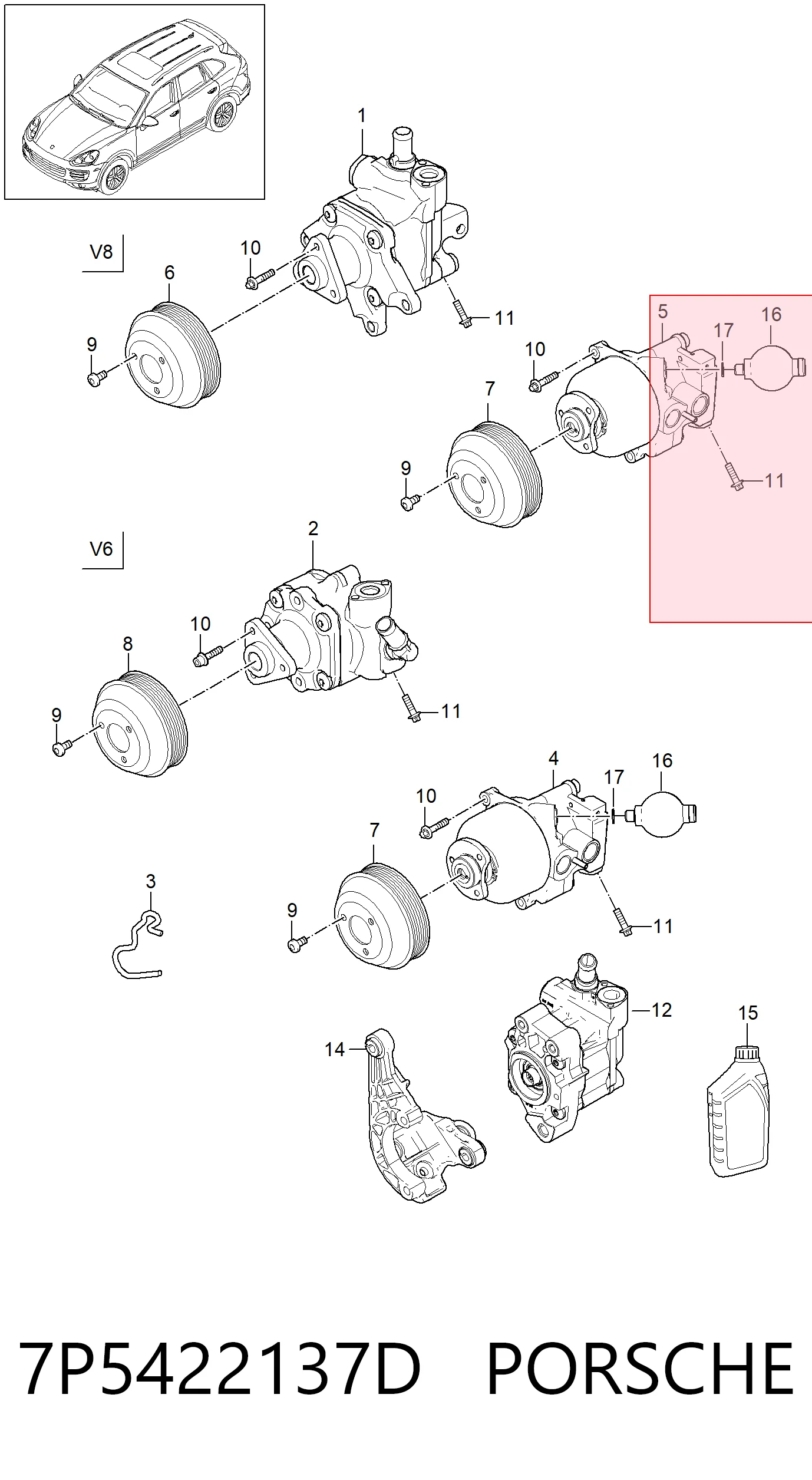 7P5422137D Porsche Bomba da Direção hidrâulica assistida